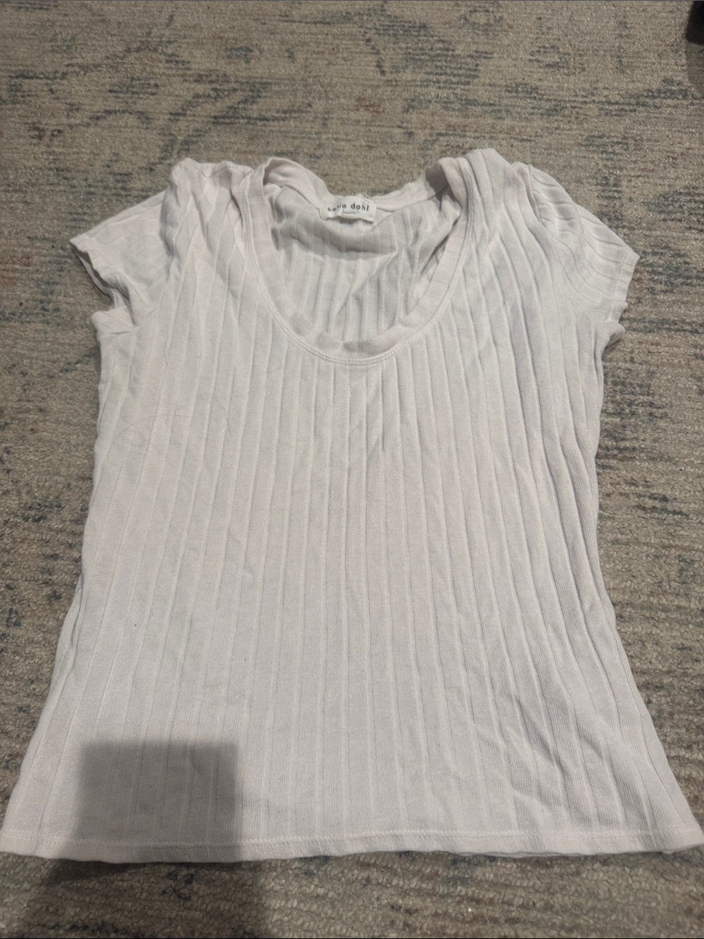 Bella Dahl White Ribbed Scoop Neck Short Sleeve Tee
